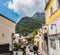 Traffic on a picturesque street in Positano