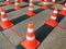 Traffic plastic cones set for society distance