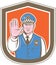 Traffic Policeman Hand Stop Sign Shield Cartoon