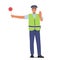 Traffic Policeman Wear Uniform and Safety Vest Holding Stop Sign Isolated on White Background. Police Officer at Work