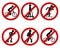 Traffic prohibition sign for various sports
