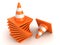 Traffic Road Orange Cones stack on white