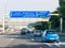 Traffic and road signs on Autobahn A22 in Vienna, Austria