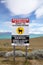 Traffic sign along the shore of Viedma Lake, Patagonia in Argentina