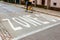 Traffic sign on asphalt speed limit of 30 kilometers per hour