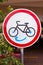 Traffic sign Biking movement is forbidden