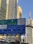 Traffic sign with building background, Royal Clock tower hotel (Abraj al bait)