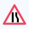 Traffic sign clipart, right lane ends.
