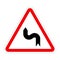 Traffic sign DOUBLE BEND FIRST TO LEFT on white, illustration