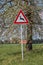 Traffic sign for game trail where wild animals cross the road