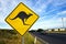 Traffic sign for kangaroo crossing