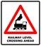 Traffic sign level crossing with barries ahead. Vector illustration.