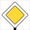 traffic sign main road white background post