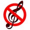 Traffic sign prohibited music, with clef inside