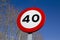 traffic sign prohibiting speeding over 40 km per hour