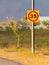 Traffic sign restricting speed to 35 kilometers per hour