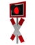 Traffic sign: St. Andrew`s cross with flashlight, side view, isolated