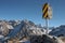 Traffic sign on the top of mountain