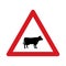 Traffic sign warning for cattle on the road