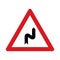 Traffic sign warning for a double curve, first right then left