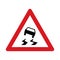 Traffic sign warning for a slippery road surface