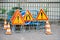 Traffic signs and cones roadworks construction works