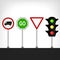 Traffic signs set with semaphore isolated