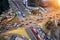 Traffic speeds through an intersection in Gangnam.Gangnam is an affluent district of Seoul. Korea.