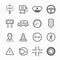 Traffic symbol line icon set