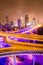 Traffic tracks in the downtown area of Shanghai at night