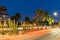 Traffic trails on JE Irausquin boulevard in Aruba