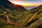 Traffic trails on Transfagarasan pass