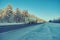 Traffic,  truck on winter road on frosty day