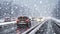 traffic in winter with heavy snow