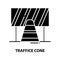 traffice cone icon, black vector sign with editable strokes, concept illustration