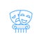 Tragedy and comedy mask - modern blue line design style icon