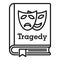 Tragedy literary genre book icon, outline style