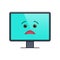 Tragic face on computer screen emoticon