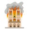 The tragic fire in the sights of Notre Dame de Paris. Flame in the Cathedral of Our Lady. flat  illustration