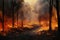 Tragic inferno ravages serene forest, Generative AI