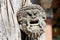 Tragic mask in hand of greek statue of Melpomene, Corfu, Greece