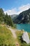 Trail by the alpine lake