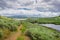 Trail in Coyote Hills Regional Park on a cloudy spring day, east San Francisco bay, California