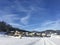 Trail for cross-country skiing with scenic winter snow landscape in Tirol in Achenkirch