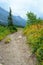 Trail crosses mountaintop in Glacier National park.