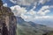 Trail down from the plateau Roraima passes under a falls - Venezuela, South America