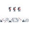 Trail flat icons, nordic walking, sport orienteering