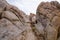 Trail through giant boulders to the Moibus Arch in Alabama Hills California, in the Eastern Sierra Nevada mountains