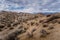 Trail through giant boulders to the Moibus Arch in Alabama Hills California, in the Eastern Sierra Nevada mountains. Many classic