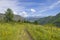 The trail goes to the Altai Mountains in Russia landscape